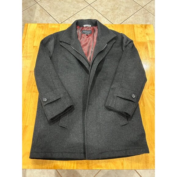 Afazzy New York Med Grey Cashmere Blend Coat Zipper & Buttons Unisex - Picture 4 of 16